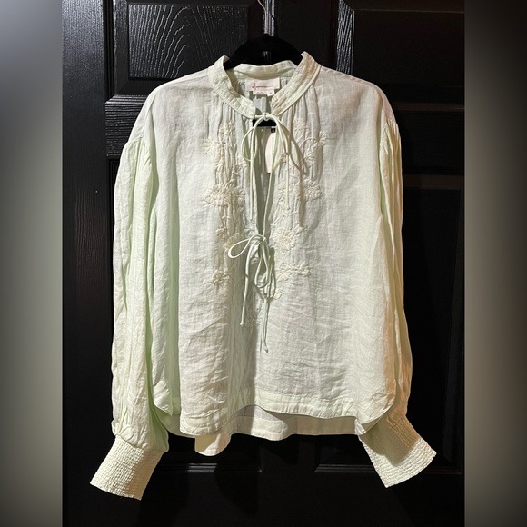 NEW Anthropologie Embroidered Linen Blouse NWT - Picture 2 of 9